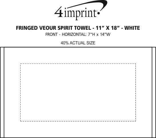 Imprint Area of Fringed Velour Spirit Towel - 11" x 18" - White