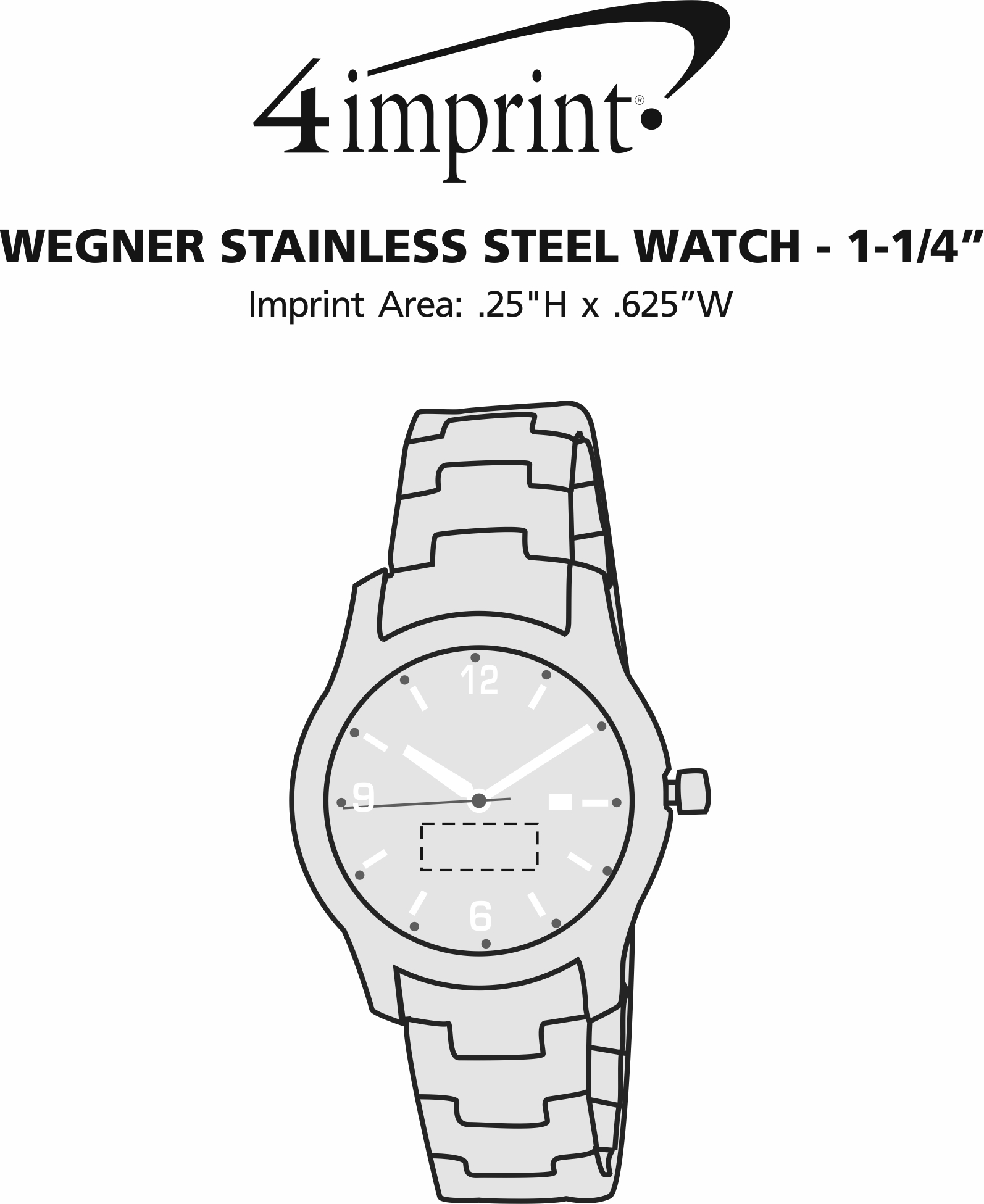 Imprint Area of Wenger Stainless Steel Watch - 1-1/4"