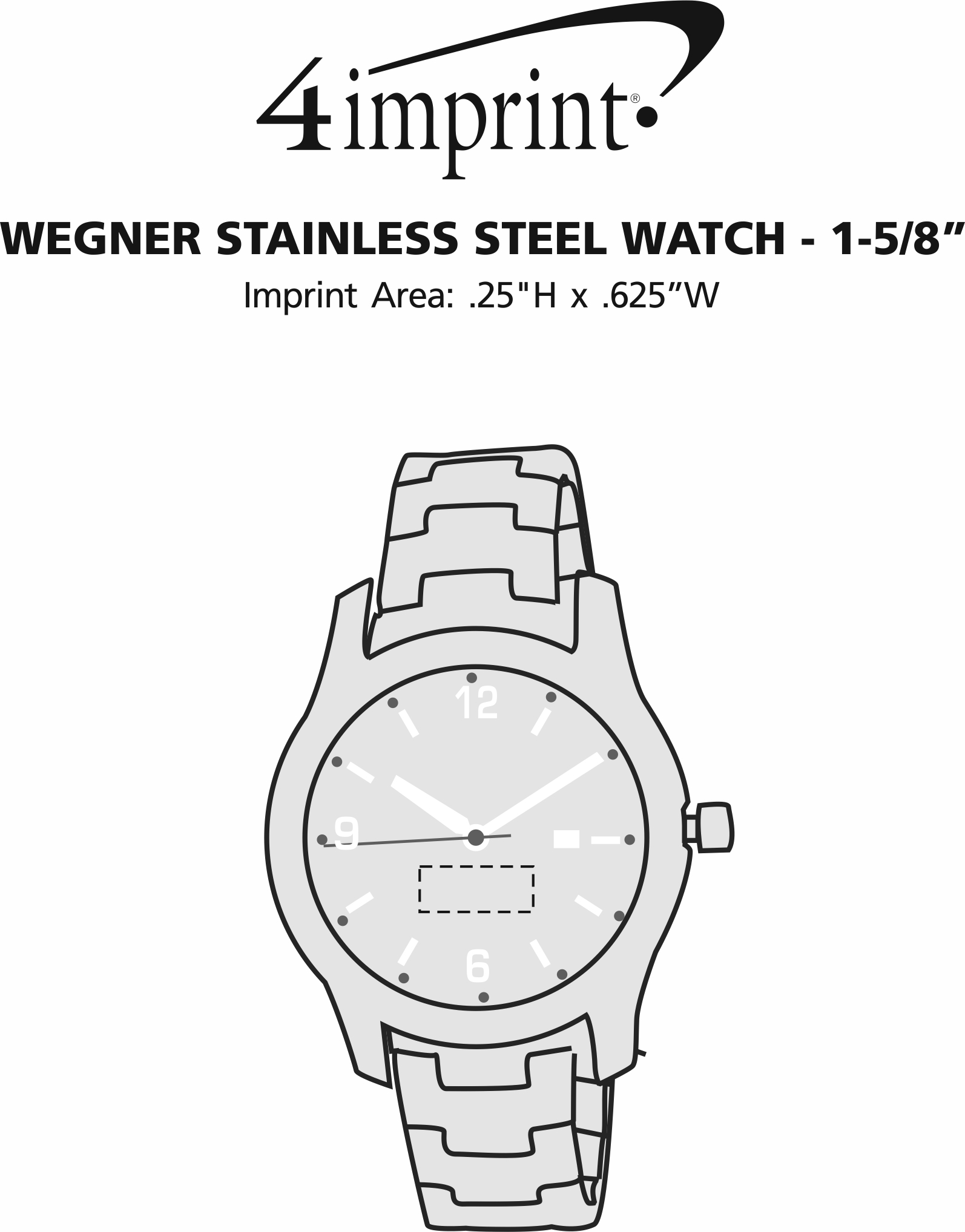 Imprint Area of Wenger Stainless Steel Watch - 1-5/8"