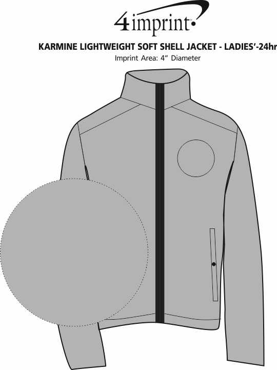 Imprint Area of Karmine Lightweight Soft Shell Jacket - Ladies' - 24 hr
