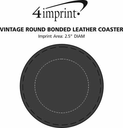 Imprint Area of Vintage Round Bonded Leather Coaster