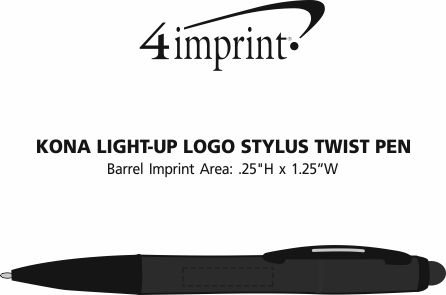 Imprint Area of Kona Light-Up Logo Stylus Twist Pen