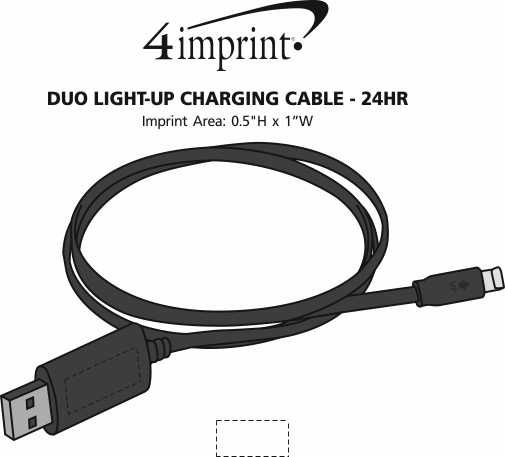 Imprint Area of Duo Light-Up Charging Cable - 24 hr