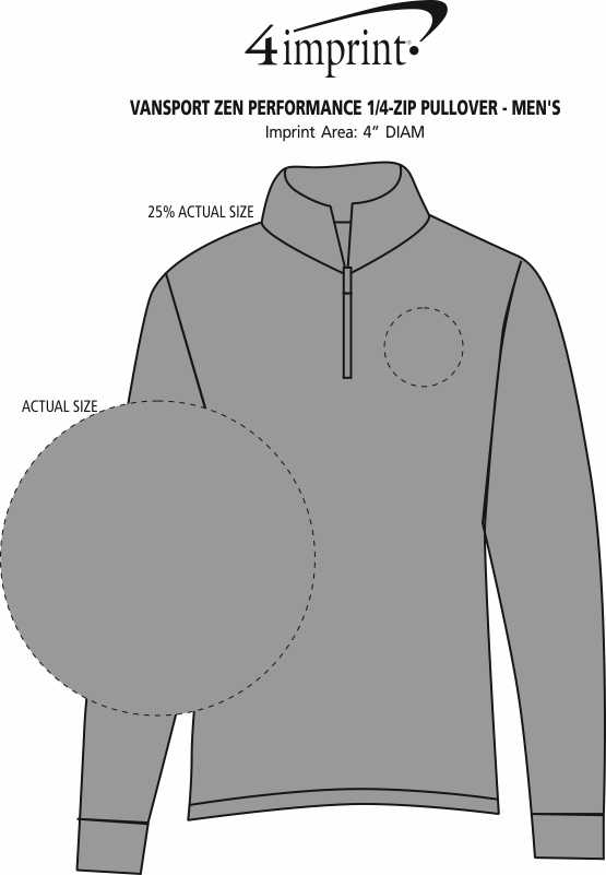 Imprint Area of Vansport Zen Performance 1/4-Zip Pullover - Men's