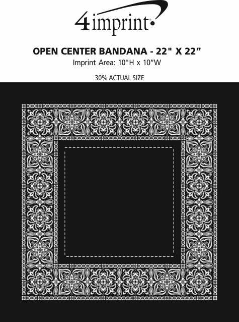 Imprint Area of Open Center Bandana - 22" x 22"