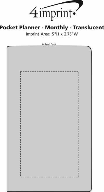 Imprint Area of Pocket Planner - Monthly - Translucent