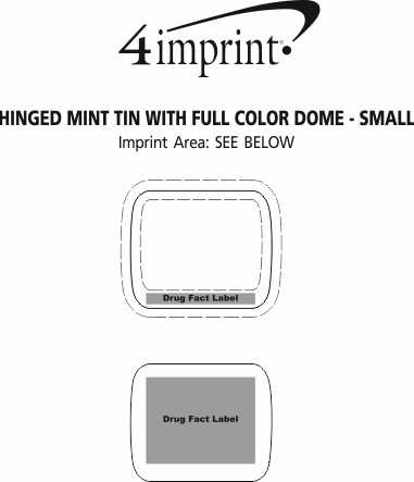 Imprint Area of Hinged Mint Tin with Full Color Dome - Small