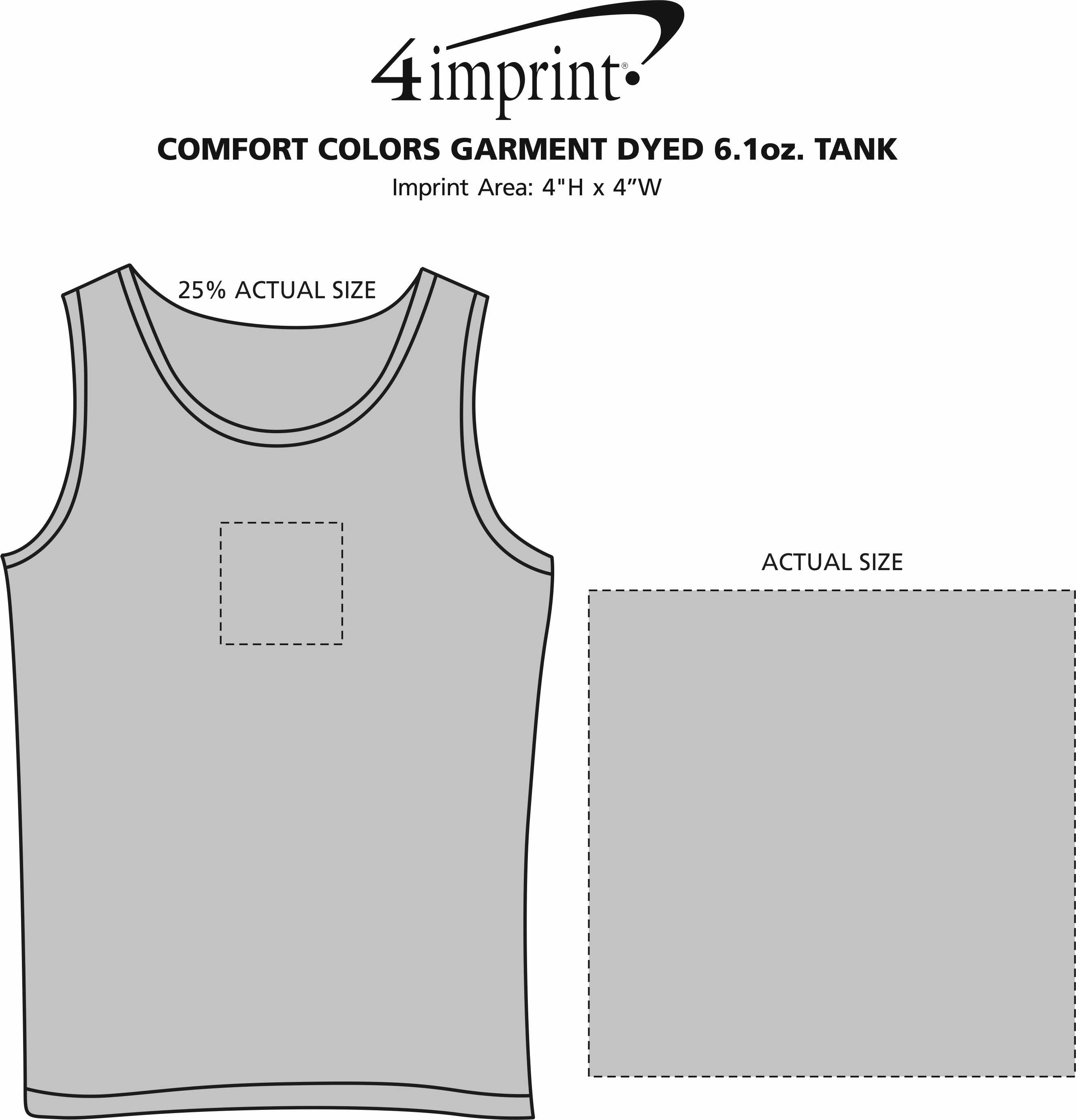 Imprint Area of Comfort Colors Garment-Dyed 6.1 oz. Tank