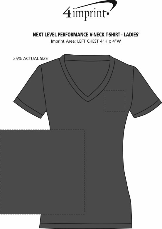 Imprint Area of Next Level Performance V-Neck T-Shirt - Ladies'