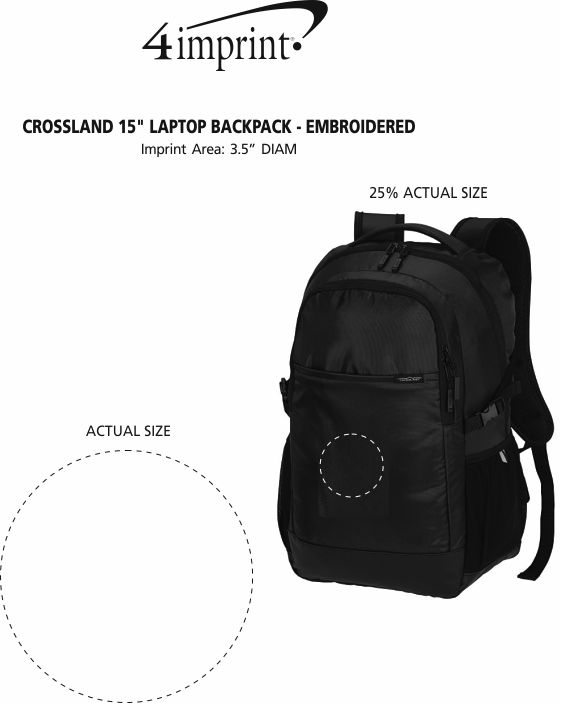 Imprint Area of Crossland 15" Laptop Backpack - Embroidered