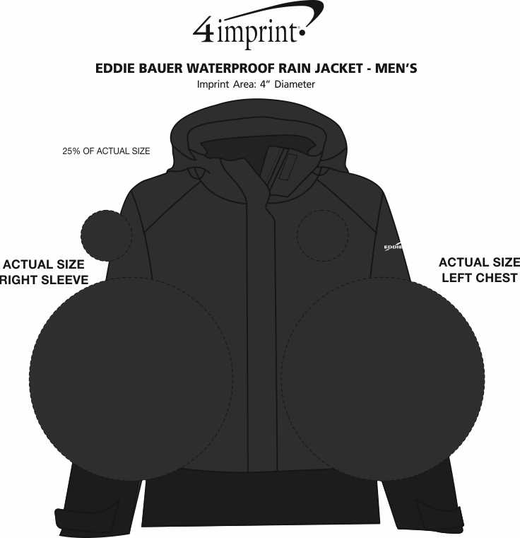 Imprint Area of Eddie Bauer Waterproof Rain Jacket - Men's