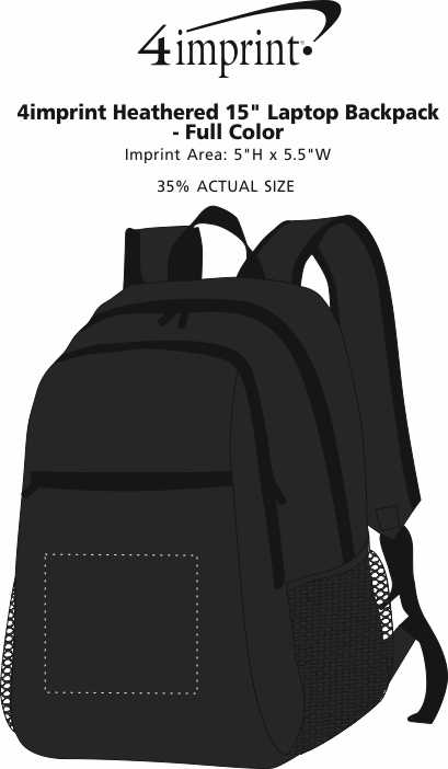 Imprint Area of 4imprint Heathered 15" Laptop Backpack - Full Color