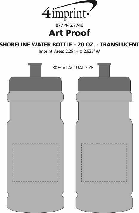 Imprint Area of Shoreline Water Bottle - 20 oz. - Translucent