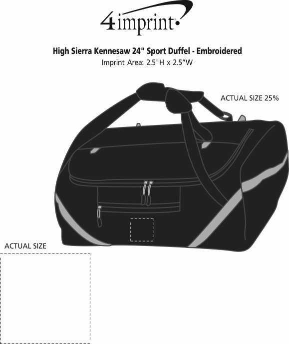 Imprint Area of High Sierra Kennesaw 24" Sport Duffel - Embroidered