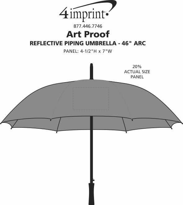 Imprint Area of Reflective Piping Umbrella - 46" Arc