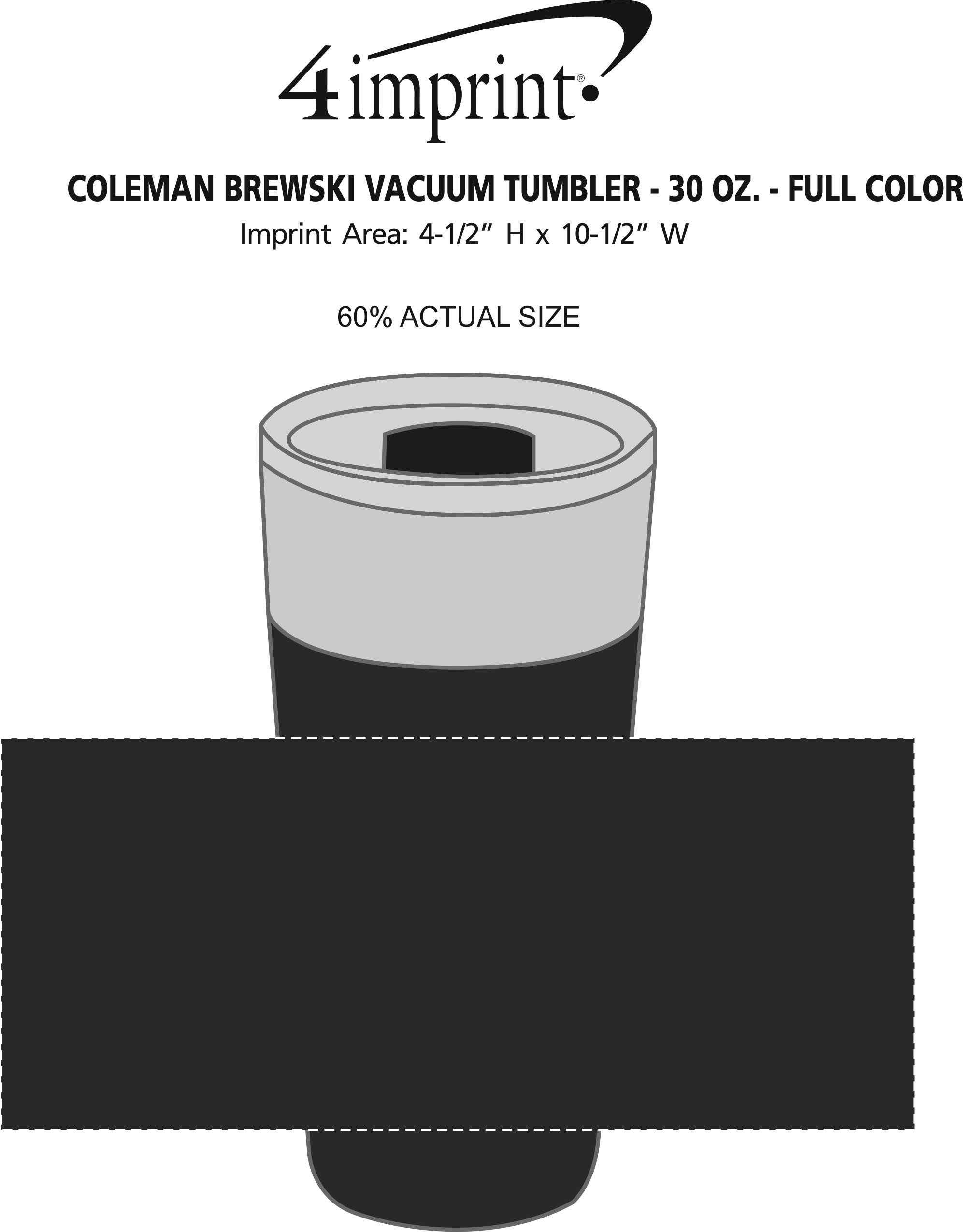 Imprint Area of Coleman Brewski Vacuum Tumbler - 30 oz. - Full Color