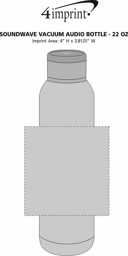 Imprint Area of Soundwave Vacuum Audio Bottle - 22 oz.