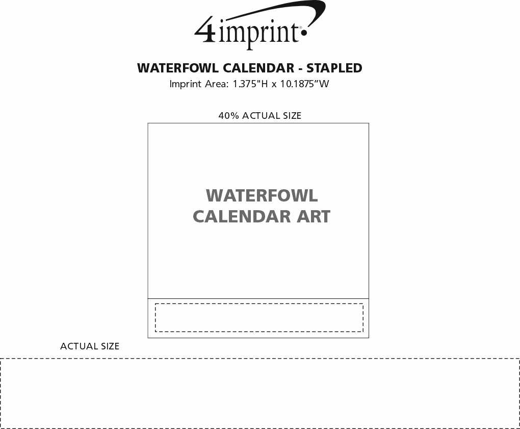 Imprint Area of Waterfowl Calendar - Stapled