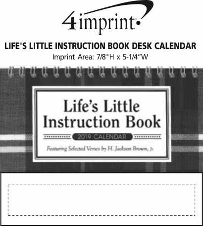 Imprint Area of Life's Little Instruction Book Desk Calendar