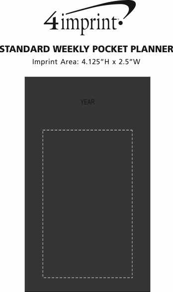 Imprint Area of Standard Weekly Pocket Planner