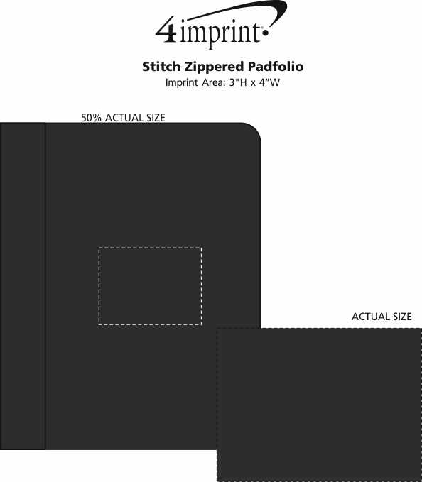 Imprint Area of Stitch Zippered Padfolio