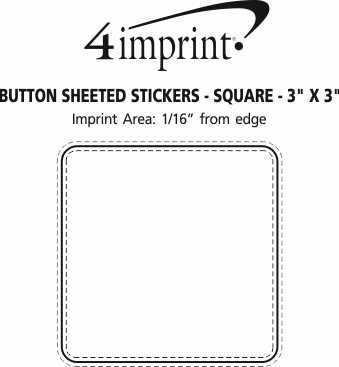 Imprint Area of Button Sheeted Stickers - Square - 3" x 3"
