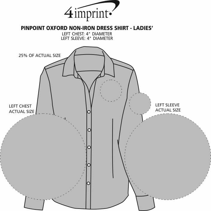 Imprint Area of Pinpoint Oxford Non-Iron Dress Shirt - Ladies'