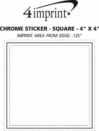 Imprint Area of Chrome Sticker - Square - 4" x 4"
