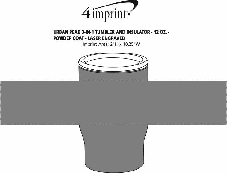 Imprint Area of Urban Peak 3-in-1 Tumbler and Insulator - 12 oz. - Powder Coat