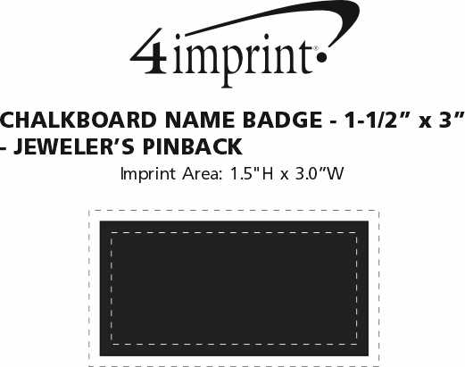 Imprint Area of Chalkboard Name Badge - 1-1/2"x 3" - Jeweler's Pinback