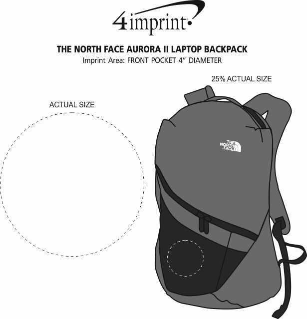 Imprint Area of The North Face Aurora II Laptop Backpack
