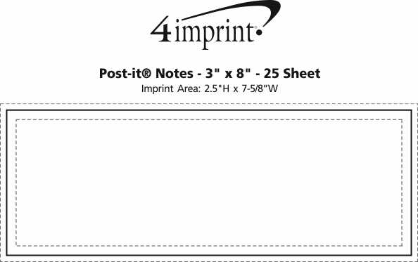 Imprint Area of Post-it® Notes - 3" x 8" - 25 Sheet