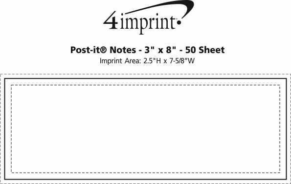 Imprint Area of Post-it® Notes - 3" x 8" - 50 Sheet