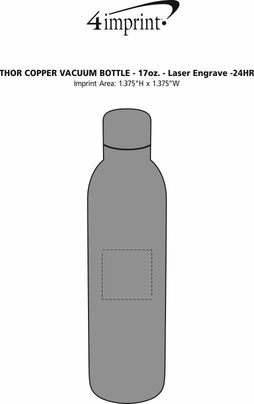 Imprint Area of Thor Copper Vacuum Bottle - 17 oz. - Laser Engraved - 24 hr