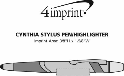 Imprint Area of Cynthia Stylus Pen/Highlighter