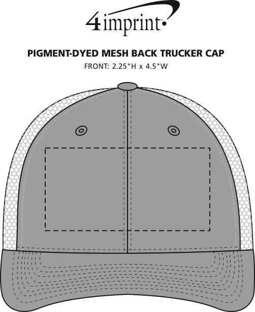 Imprint Area of Pigment-Dyed Mesh Back Trucker Cap