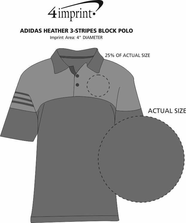 Imprint Area of adidas Heather 3-Stripes Block Polo