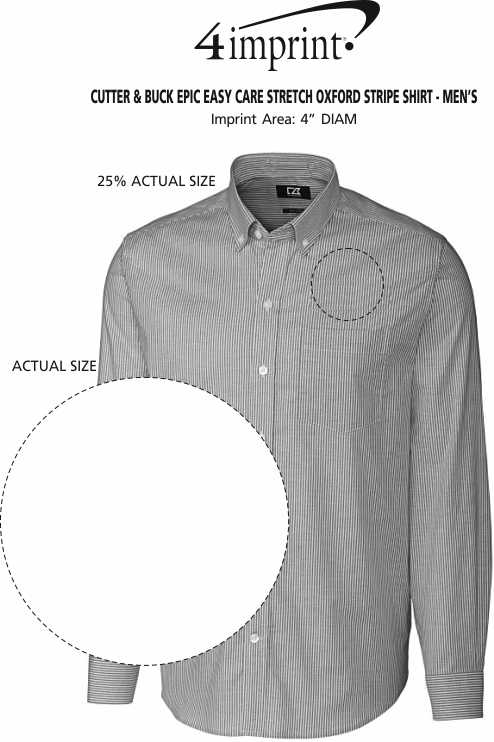 Imprint Area of Cutter & Buck Epic Easy Care Stretch Oxford Stripe Shirt - Men's