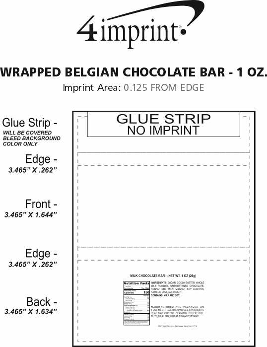 Imprint Area of Wrapped Belgian Chocolate Bar - 1 oz.