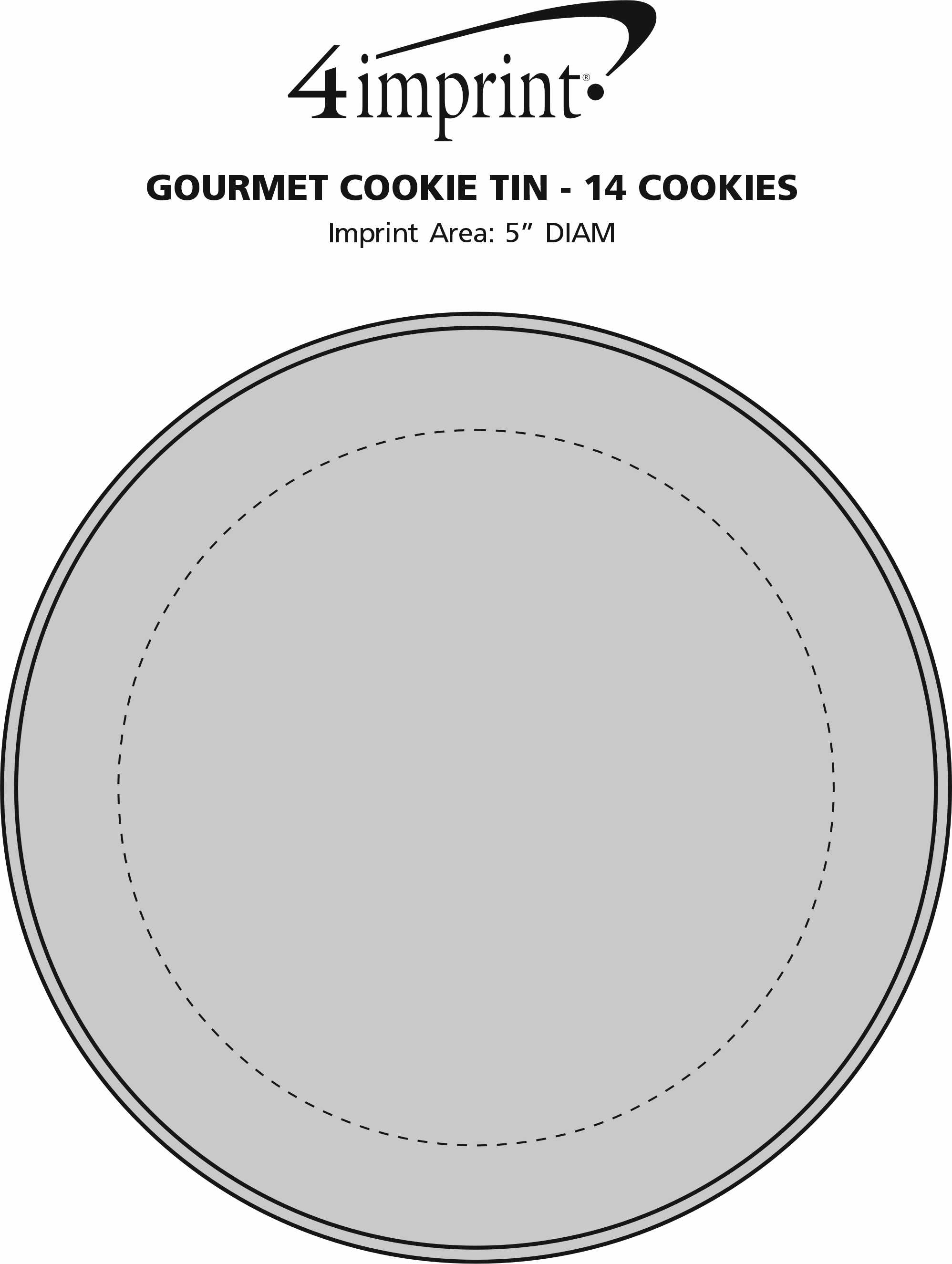 Imprint Area of Gourmet Cookie Tin - 14 Cookies