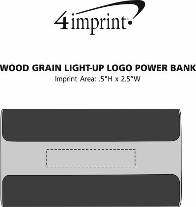 Imprint Area of Wood Grain Light-Up Logo Power Bank - 6000 mAh