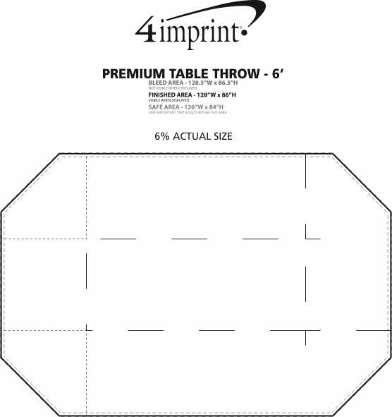 Imprint Area of Hemmed Premium Table Throw - 6'