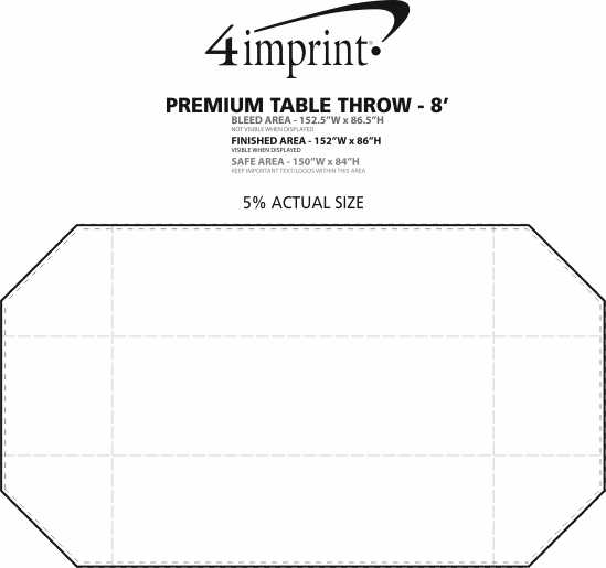 Imprint Area of Hemmed Premium Table Throw - 8'