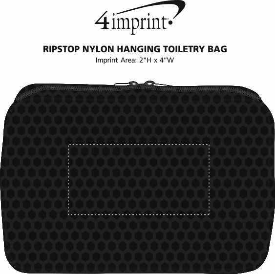 Imprint Area of Ripstop Nylon Hanging Toiletry Bag