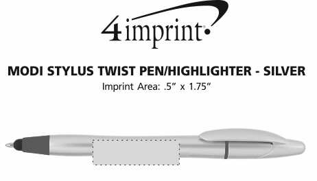 Imprint Area of Modi Stylus Twist Pen/Highlighter - Silver