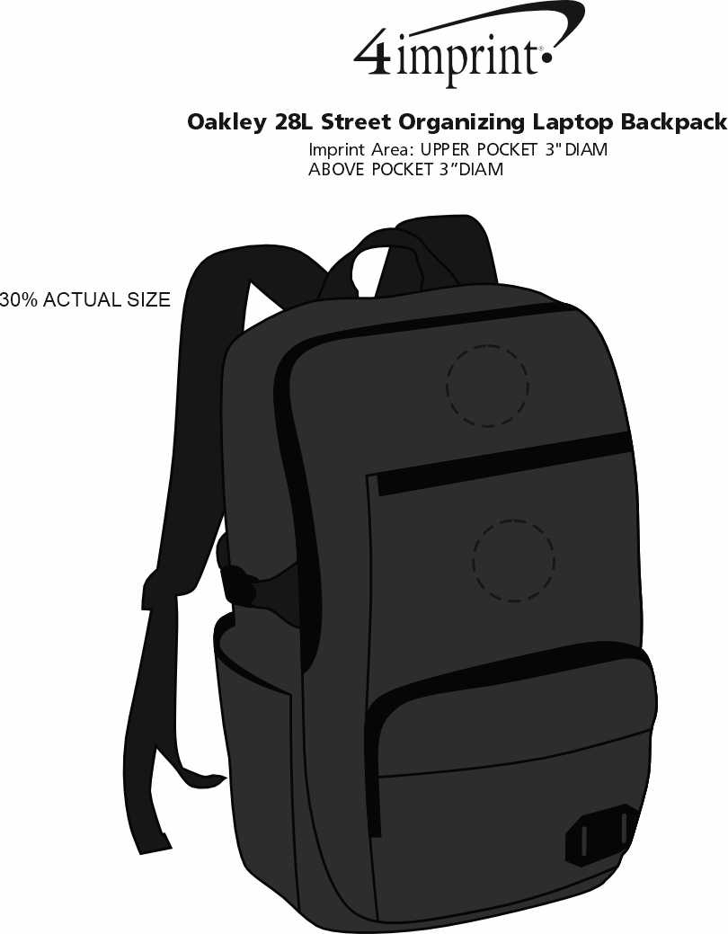 Imprint Area of Oakley 28L Street Organizing Laptop Backpack