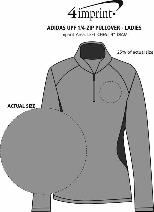 Imprint Area of adidas UPF 1/4-Zip Pullover - Ladies'