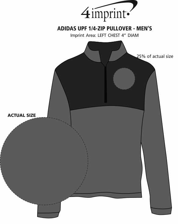 Imprint Area of adidas UPF 1/4-Zip Pullover - Men's