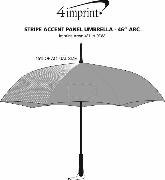 Imprint Area of Stripe Accent Panel Umbrella - 46" Arc
