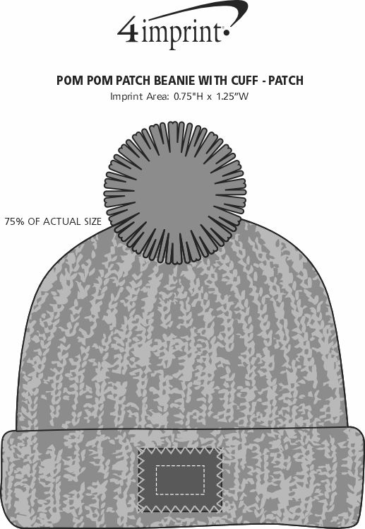 Imprint Area of Pom Pom Beanie with Cuff - Patch